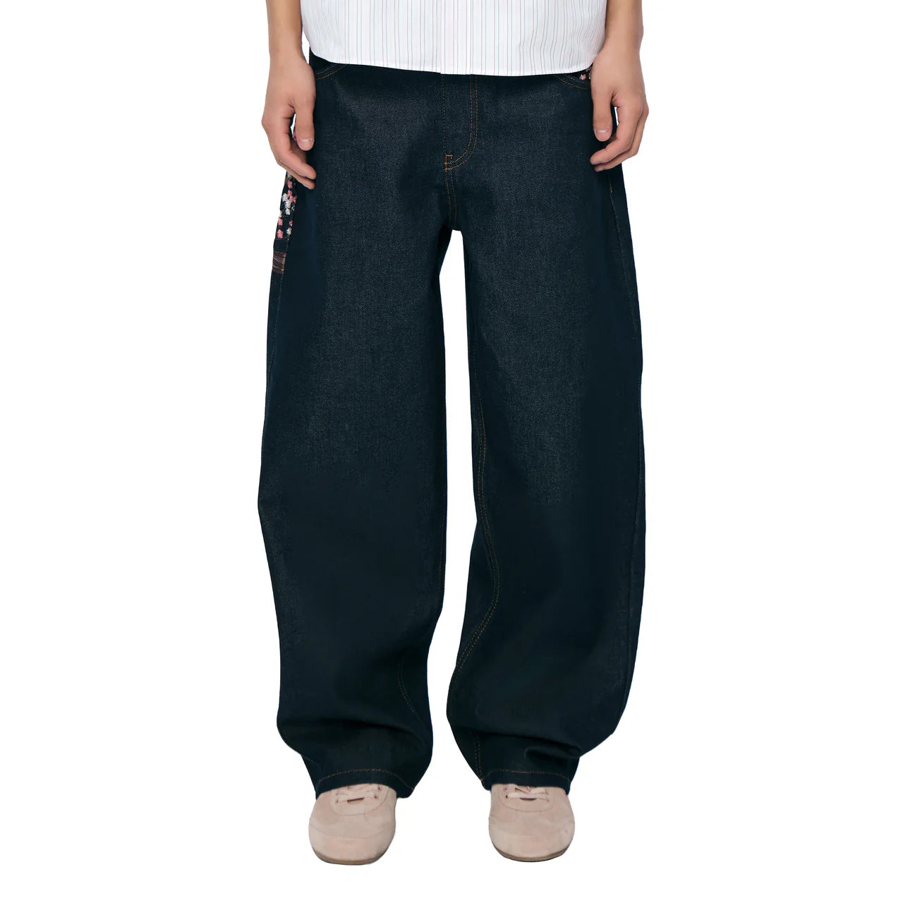 Embroidered Cherry Blossom Jeans