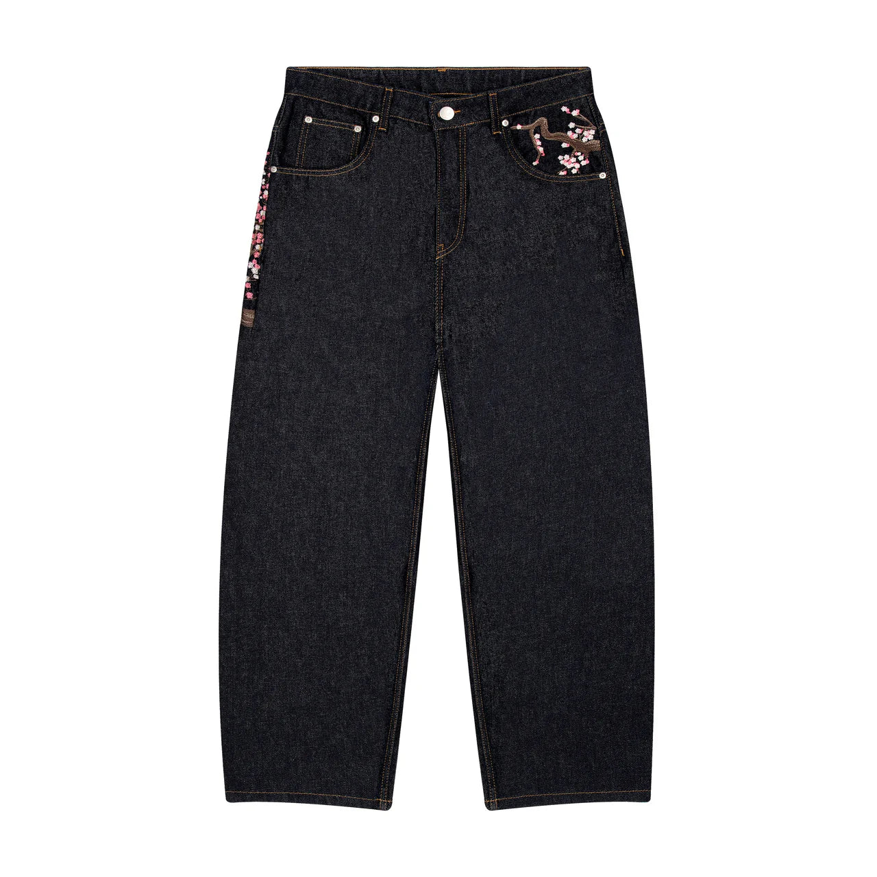 Embroidered Cherry Blossom Jeans