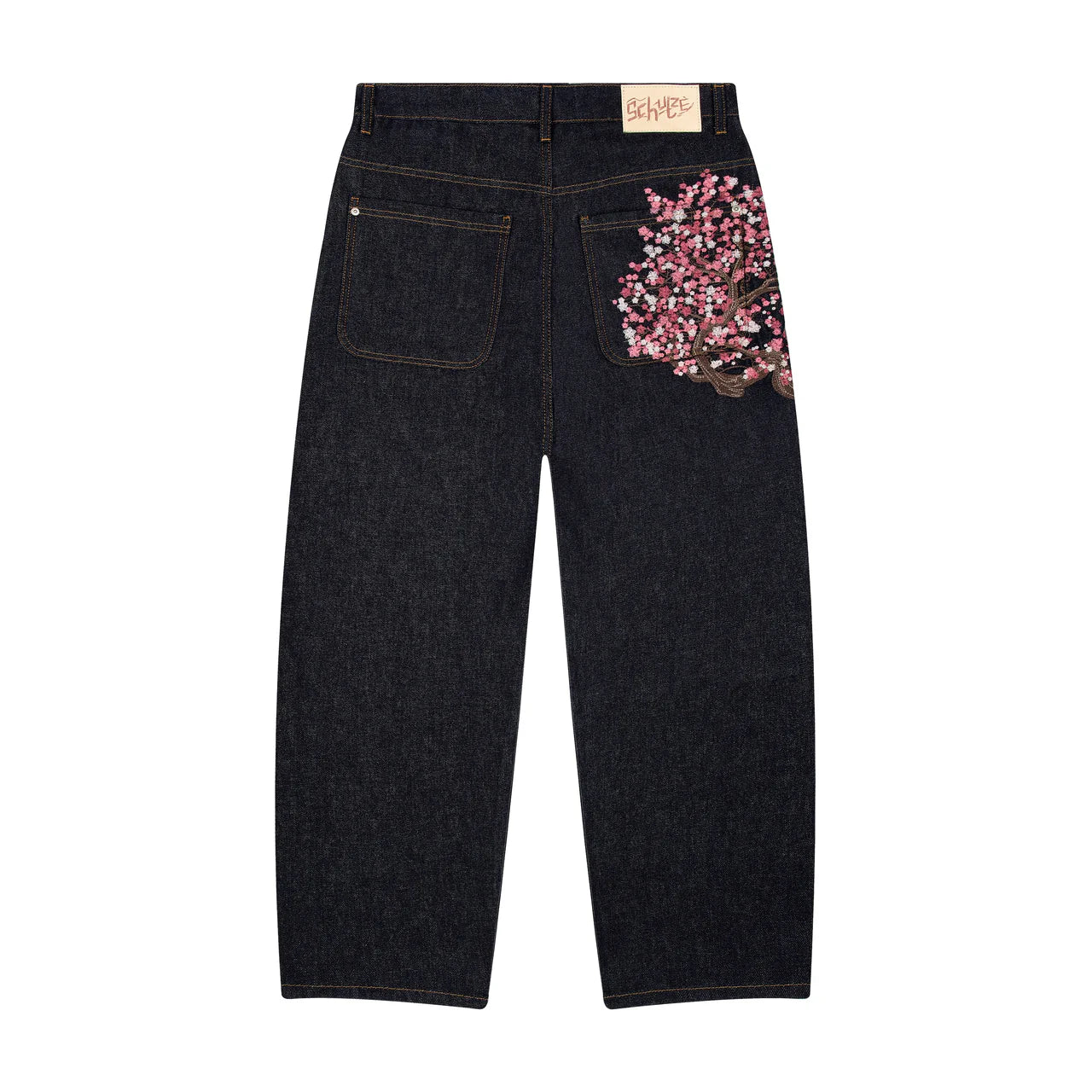 Embroidered Cherry Blossom Jeans