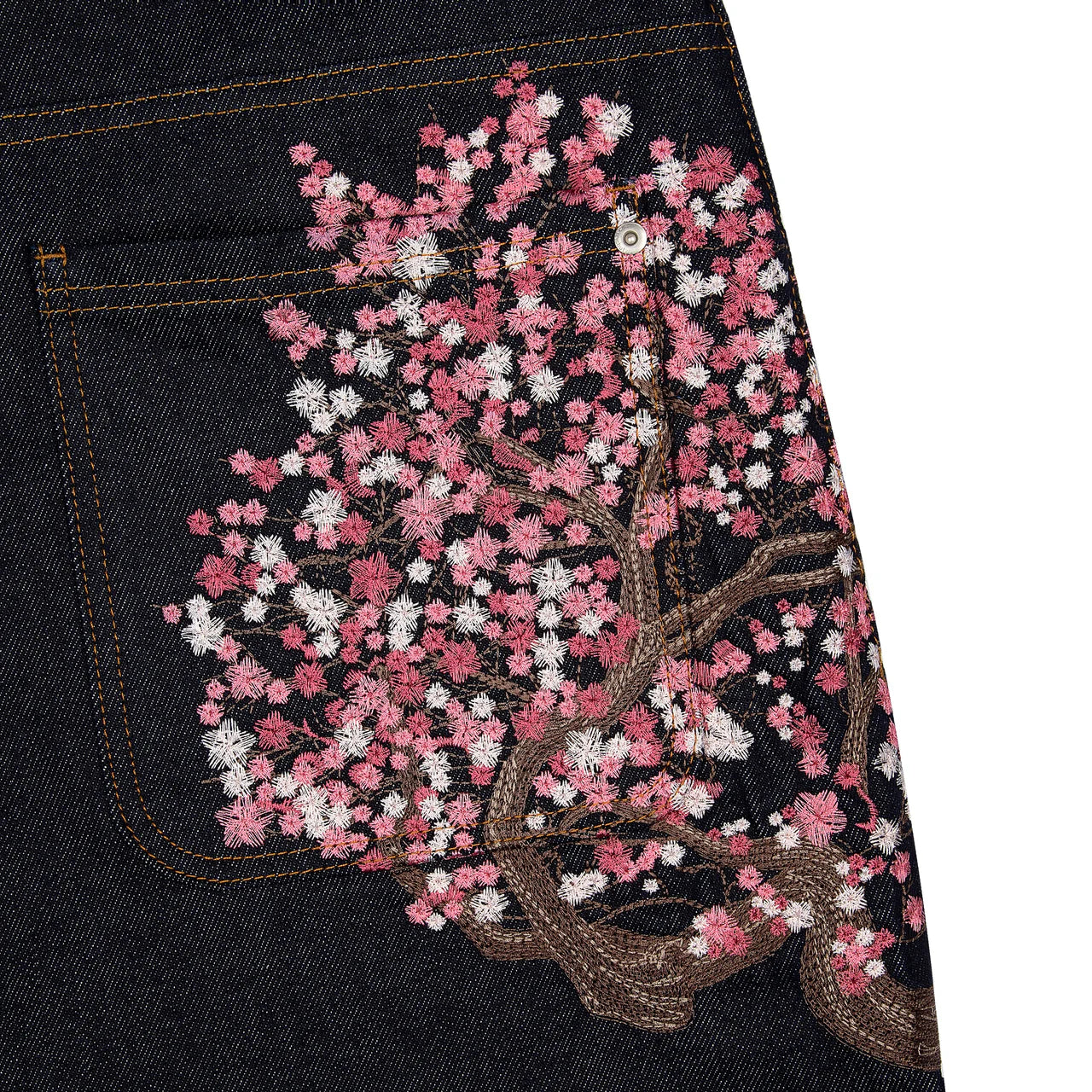 Embroidered Cherry Blossom Jeans