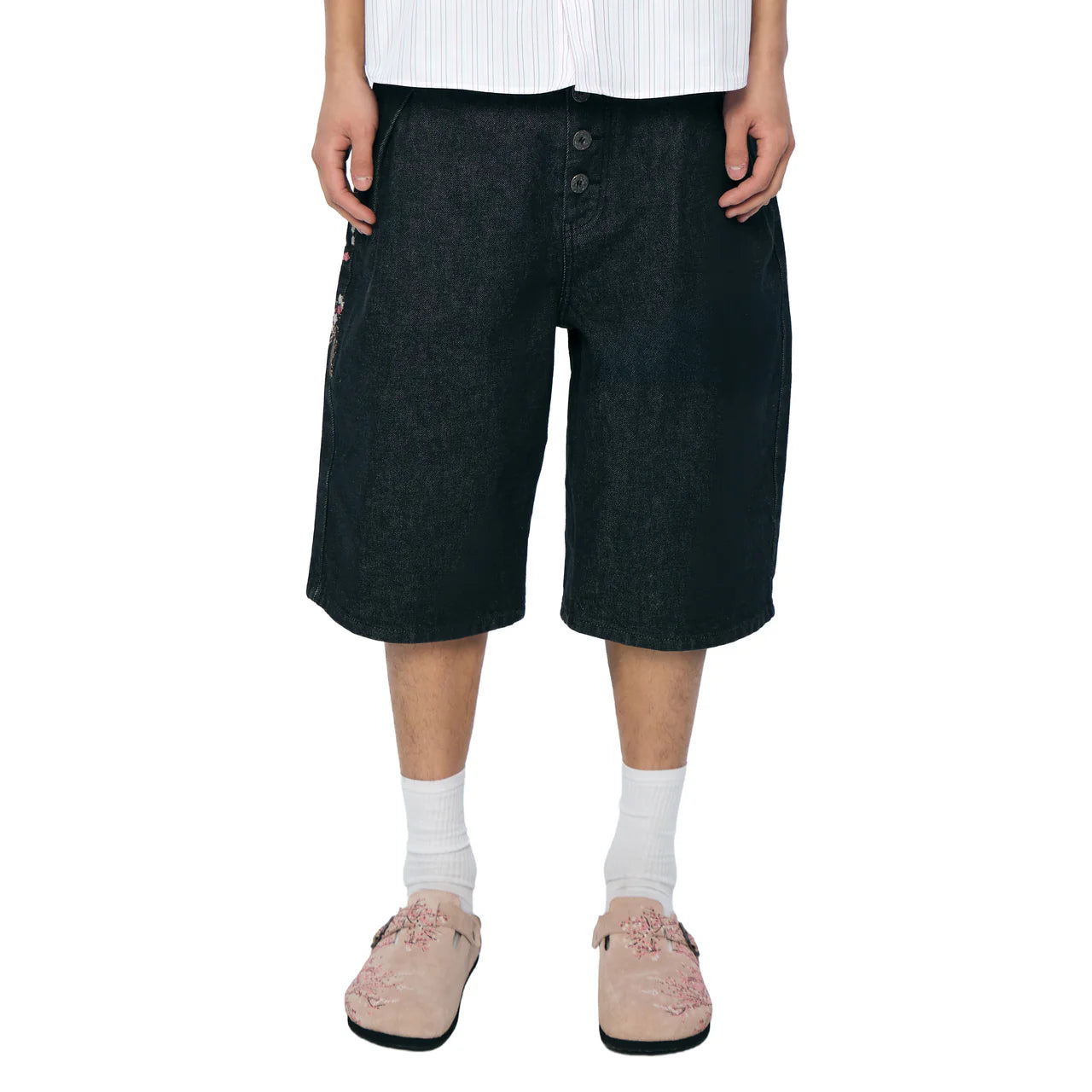 Embroidered Cherry Blossom jorts
