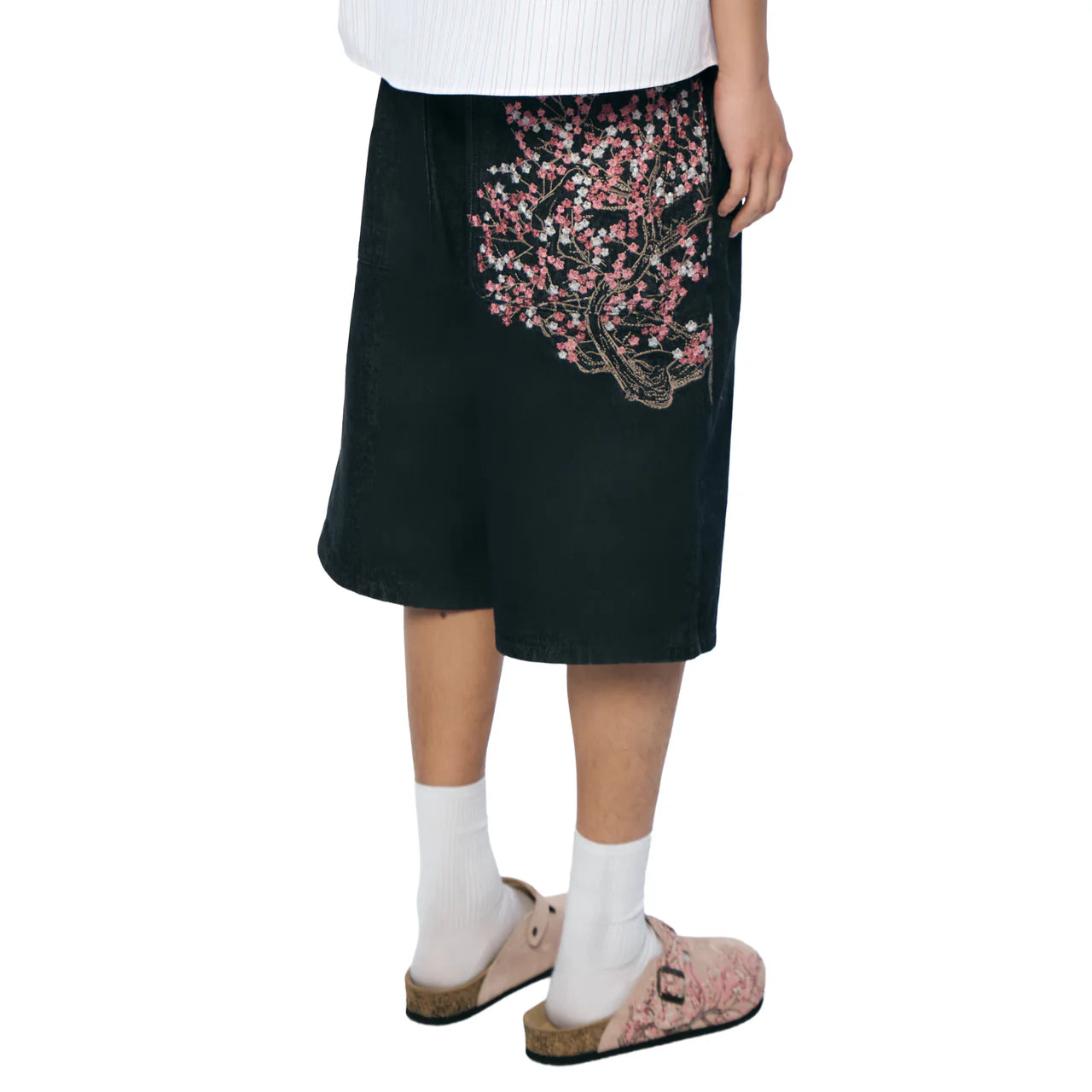 Embroidered Cherry Blossom jorts