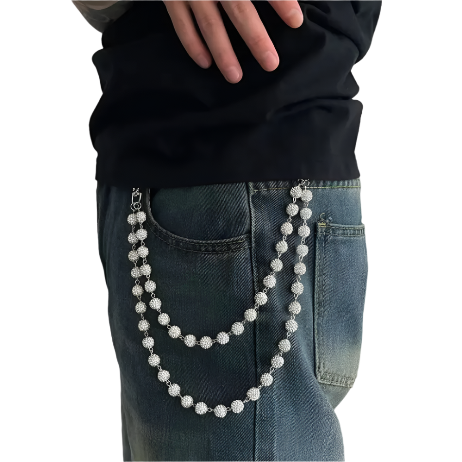 Rhinestone Beads Jean Wallet Chain