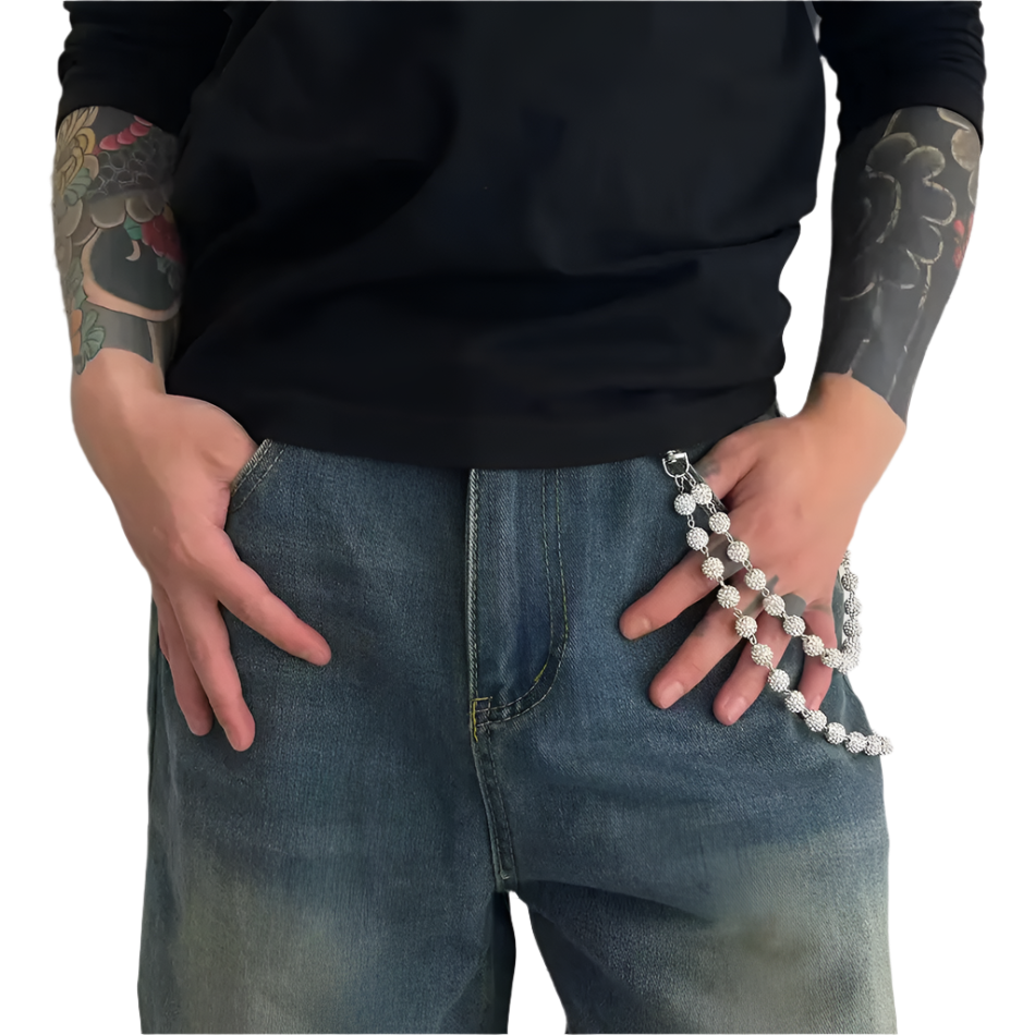 Rhinestone Beads Jean Wallet Chain